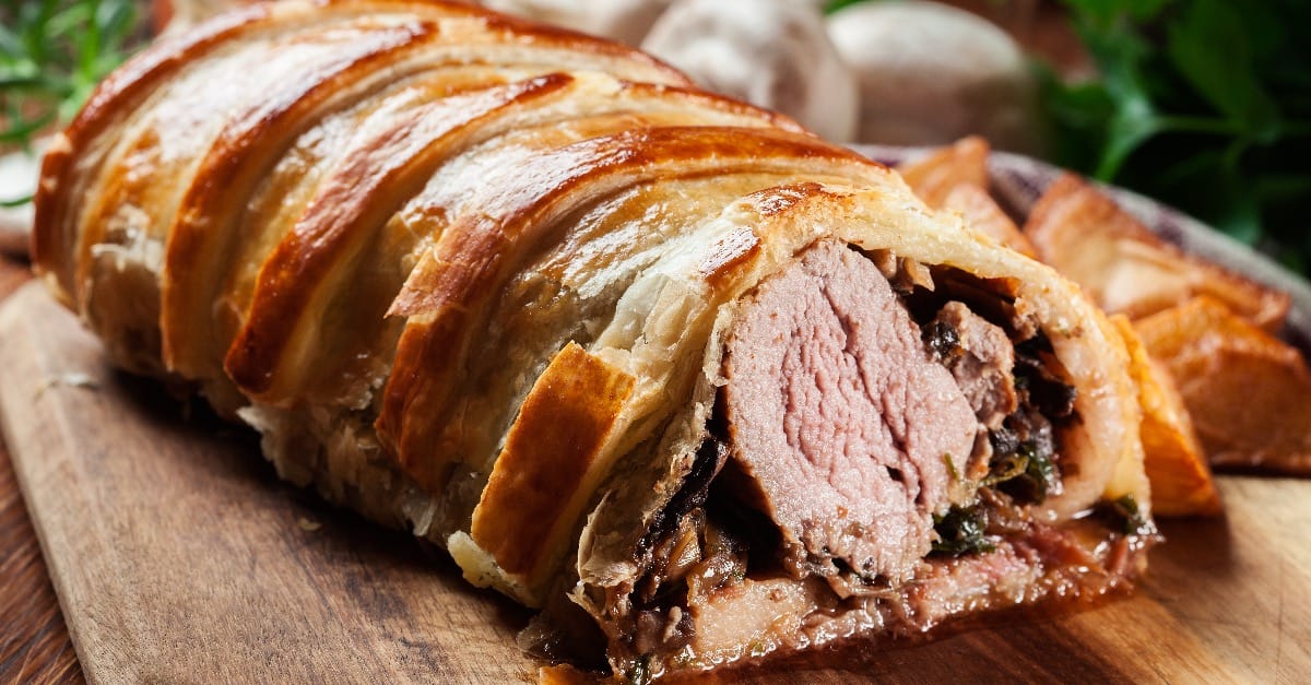 beef wellington, rødvin