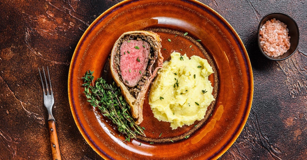 beef wellington, rødvin